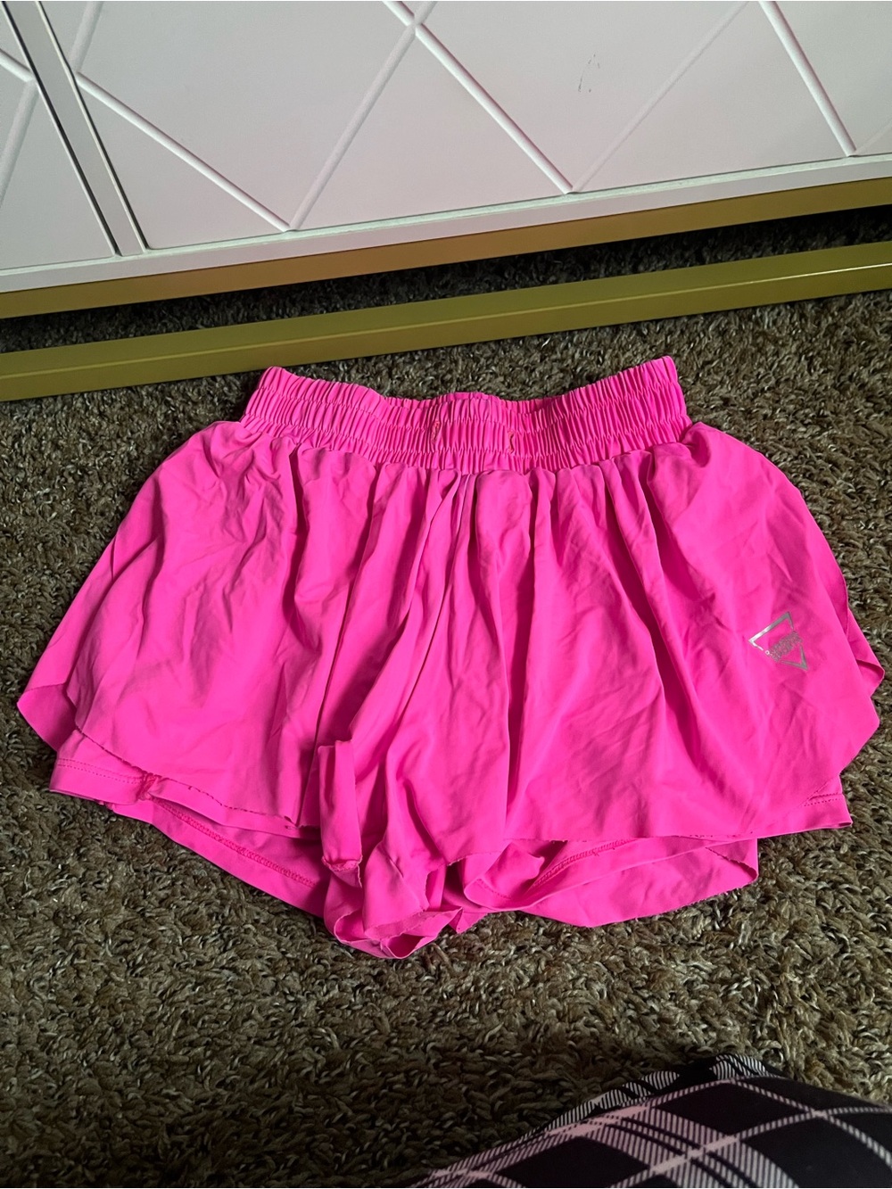 Women's Neon Pink Athletic Running Shorts with Elastic Waist